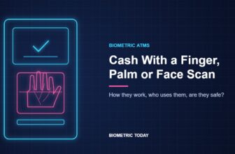 Biometric ATM with a palm vein scanner and a cash slot