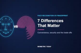 Facial recognition vs fingerprint: face mesh and fingerprint side by side