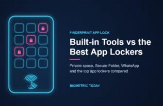 Phone with locked apps and a fingerprint sensor, comparing built-in app locks with app lockers