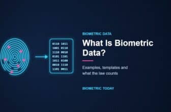 A fingerprint turned into a stored template of numbers, showing what biometric data looks like
